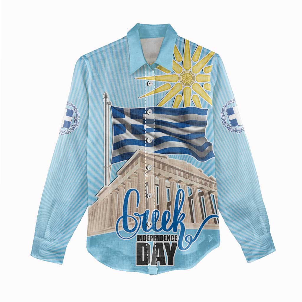 Greece Independence Day Women Casual Shirt 25th March Vergina Sun
