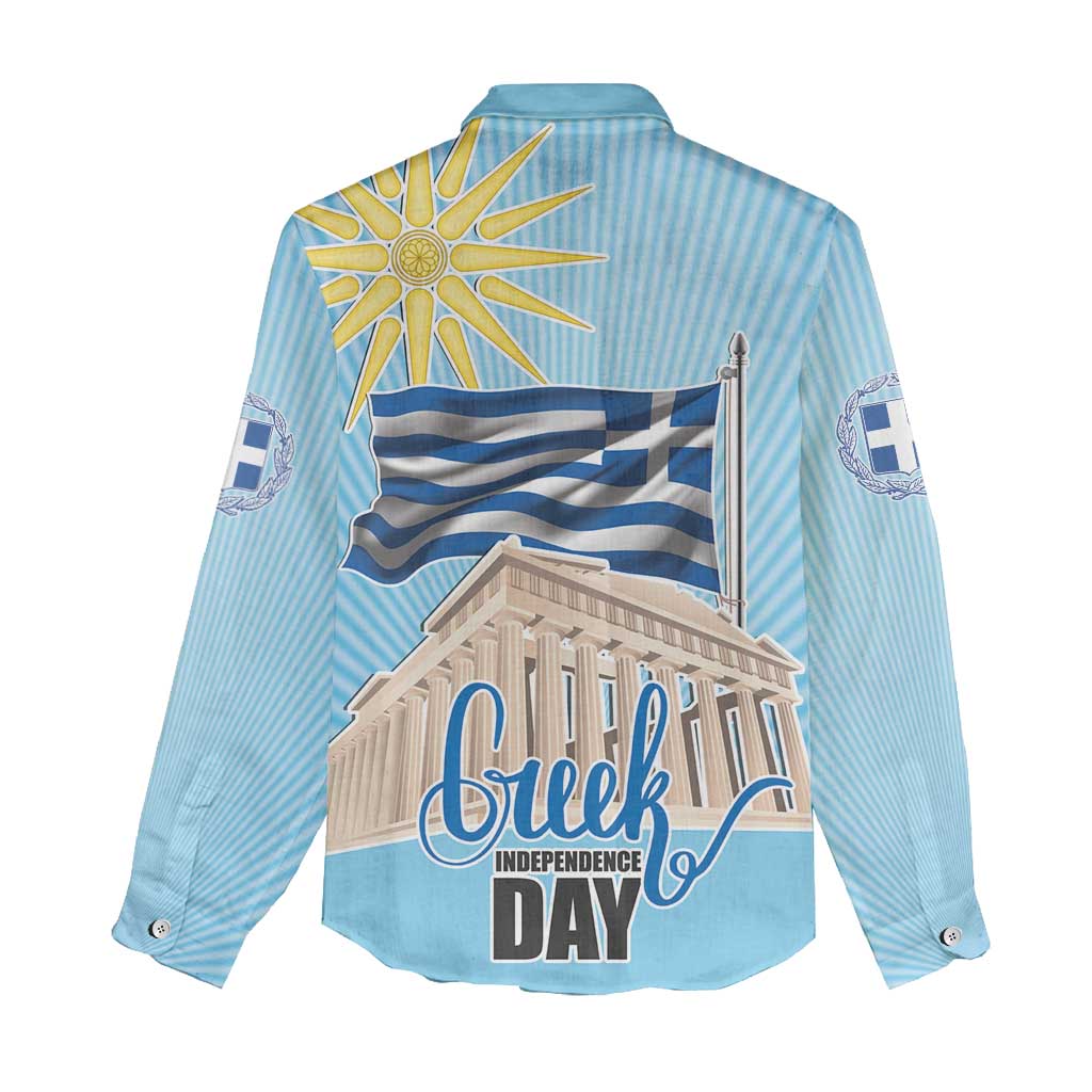 Greece Independence Day Women Casual Shirt 25th March Vergina Sun