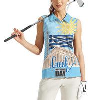 Greece Independence Day Women Sleeveless Polo Shirt 25th March Vergina Sun