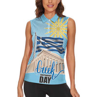 Greece Independence Day Women Sleeveless Polo Shirt 25th March Vergina Sun