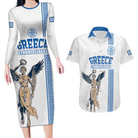 Custom Greece Football Champions Couples Matching Long Sleeve Bodycon Dress and Hawaiian Shirt Nike Goddess of Victory