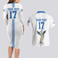 Custom Greece Football Champions Couples Matching Long Sleeve Bodycon Dress and Hawaiian Shirt Nike Goddess of Victory