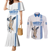 Custom Greece Football Champions Couples Matching Mermaid Dress and Long Sleeve Button Shirt Nike Goddess of Victory