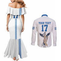 Custom Greece Football Champions Couples Matching Mermaid Dress and Long Sleeve Button Shirt Nike Goddess of Victory