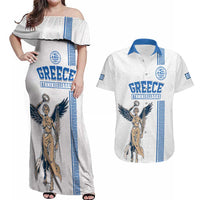 Custom Greece Football Champions Couples Matching Off Shoulder Maxi Dress and Hawaiian Shirt Nike Goddess of Victory
