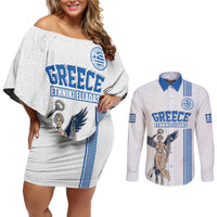 Custom Greece Football Champions Couples Matching Off Shoulder Short Dress and Long Sleeve Button Shirt Nike Goddess of Victory