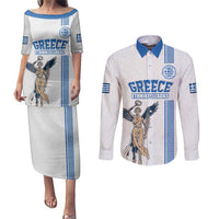 Custom Greece Football Champions Couples Matching Puletasi and Long Sleeve Button Shirt Nike Goddess of Victory