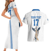Custom Greece Football Champions Couples Matching Short Sleeve Bodycon Dress and Hawaiian Shirt Nike Goddess of Victory