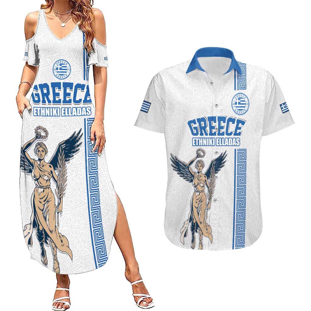 Custom Greece Football Champions Couples Matching Summer Maxi Dress and Hawaiian Shirt Nike Goddess of Victory