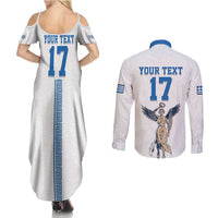 Custom Greece Football Champions Couples Matching Summer Maxi Dress and Long Sleeve Button Shirt Nike Goddess of Victory