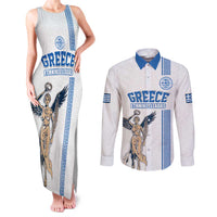 Custom Greece Football Champions Couples Matching Tank Maxi Dress and Long Sleeve Button Shirt Nike Goddess of Victory