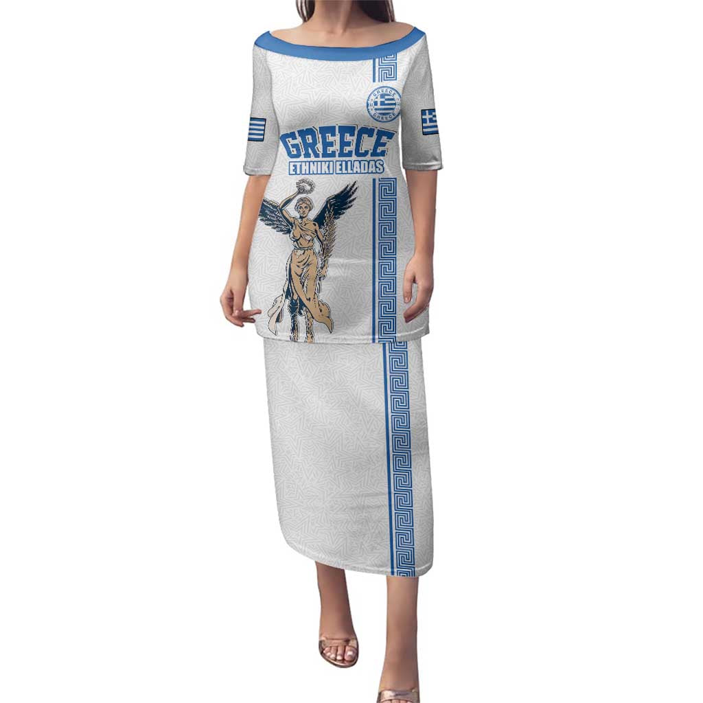 Custom Greece Football Champions Family Matching Puletasi and Hawaiian Shirt Nike Goddess of Victory