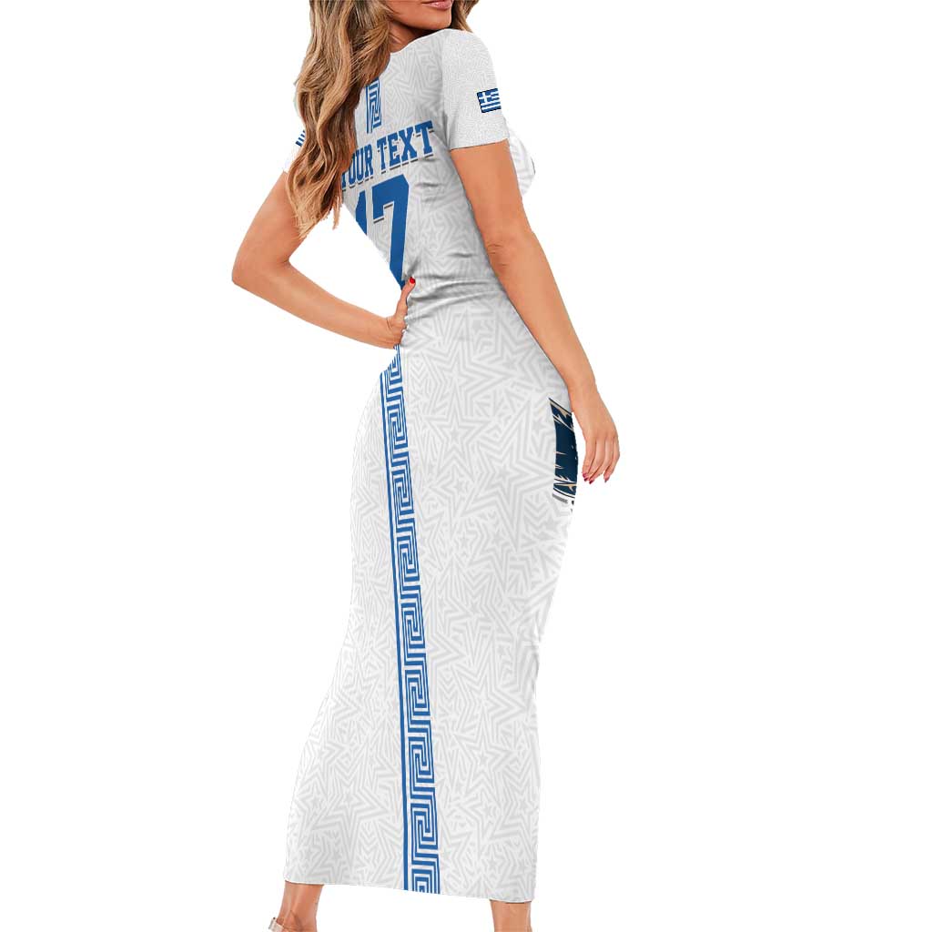 Custom Greece Football Champions Family Matching Short Sleeve Bodycon Dress and Hawaiian Shirt Nike Goddess of Victory