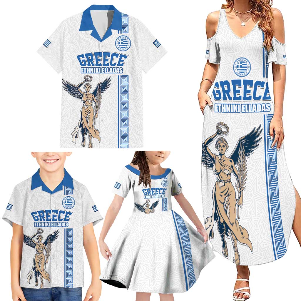 Custom Greece Football Champions Family Matching Summer Maxi Dress and Hawaiian Shirt Nike Goddess of Victory