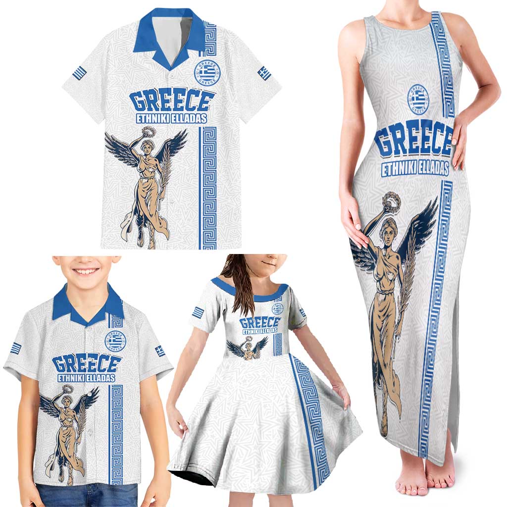Custom Greece Football Champions Family Matching Tank Maxi Dress and Hawaiian Shirt Nike Goddess of Victory