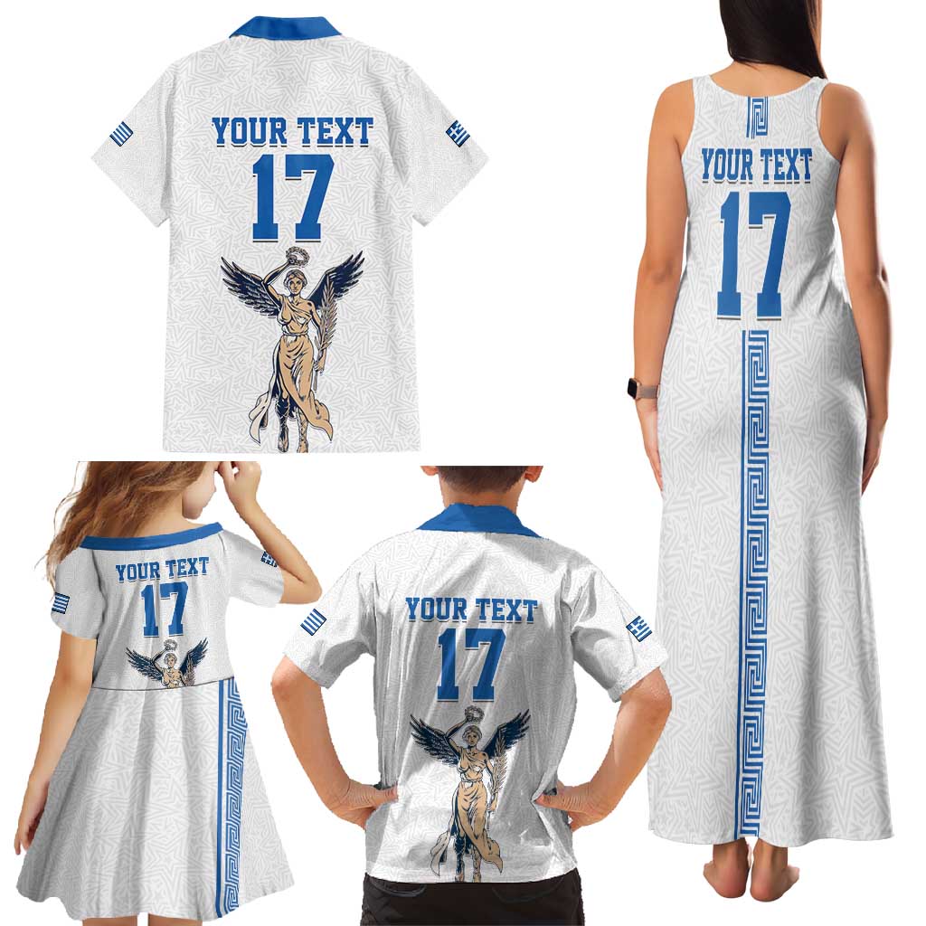 Custom Greece Football Champions Family Matching Tank Maxi Dress and Hawaiian Shirt Nike Goddess of Victory