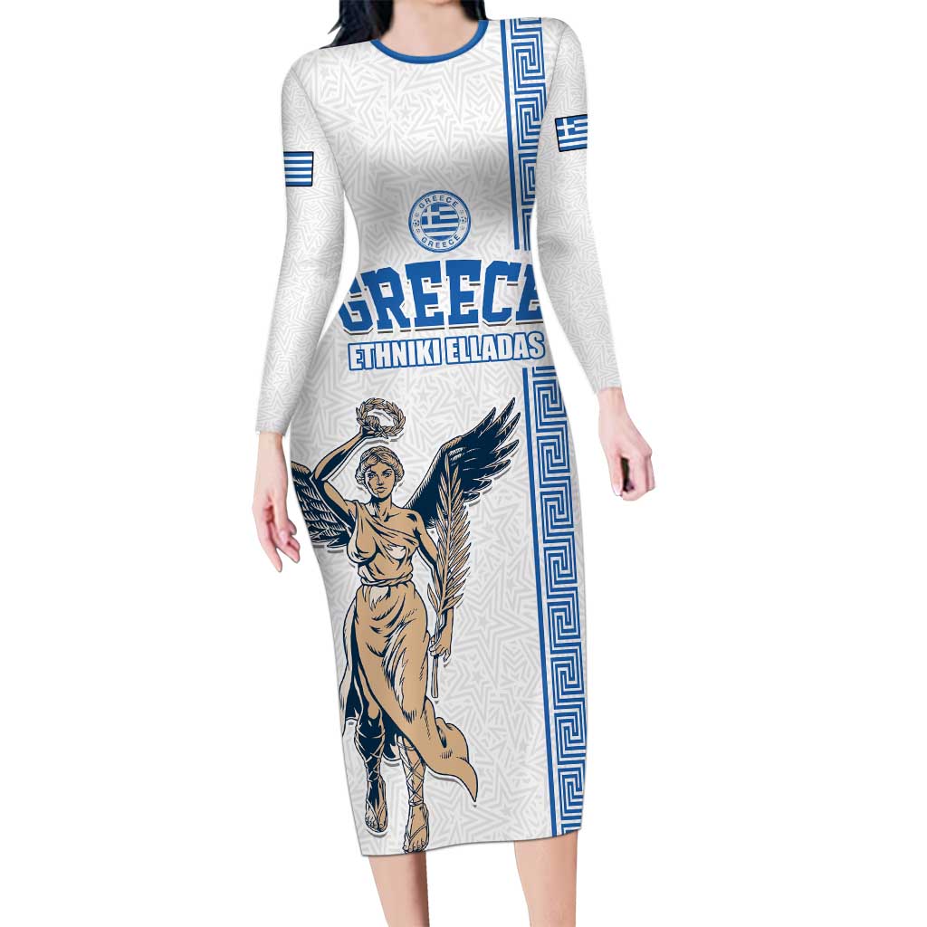 Custom Greece Football Champions Long Sleeve Bodycon Dress Nike Goddess of Victory