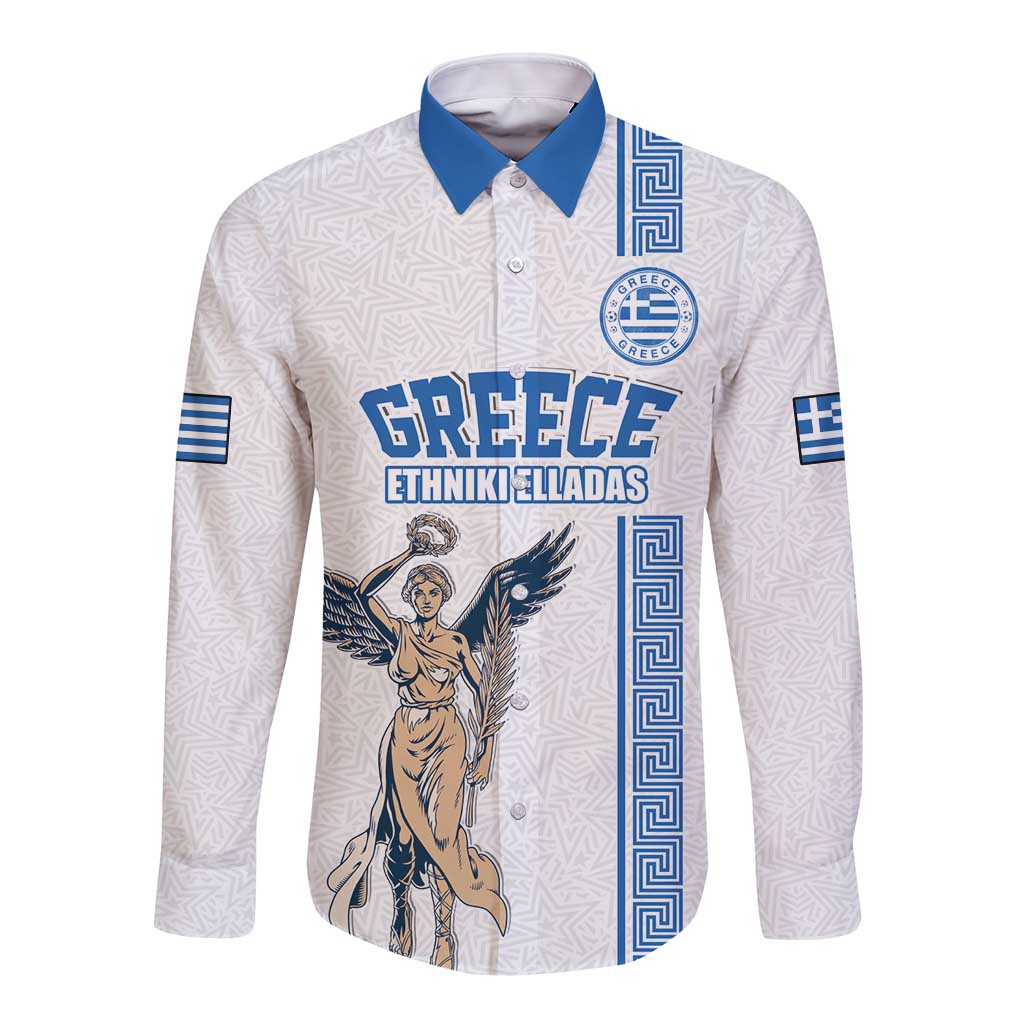Custom Greece Football Champions Long Sleeve Button Shirt Nike Goddess of Victory