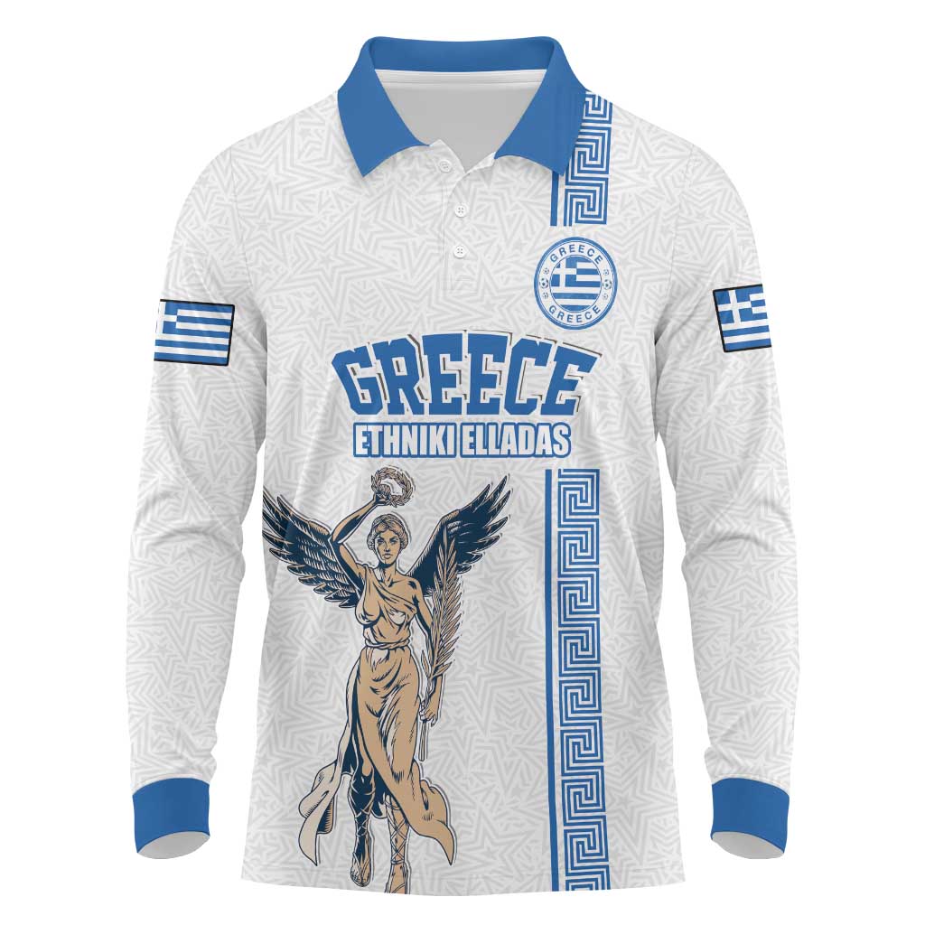 Custom Greece Football Champions Long Sleeve Polo Shirt Nike Goddess of Victory