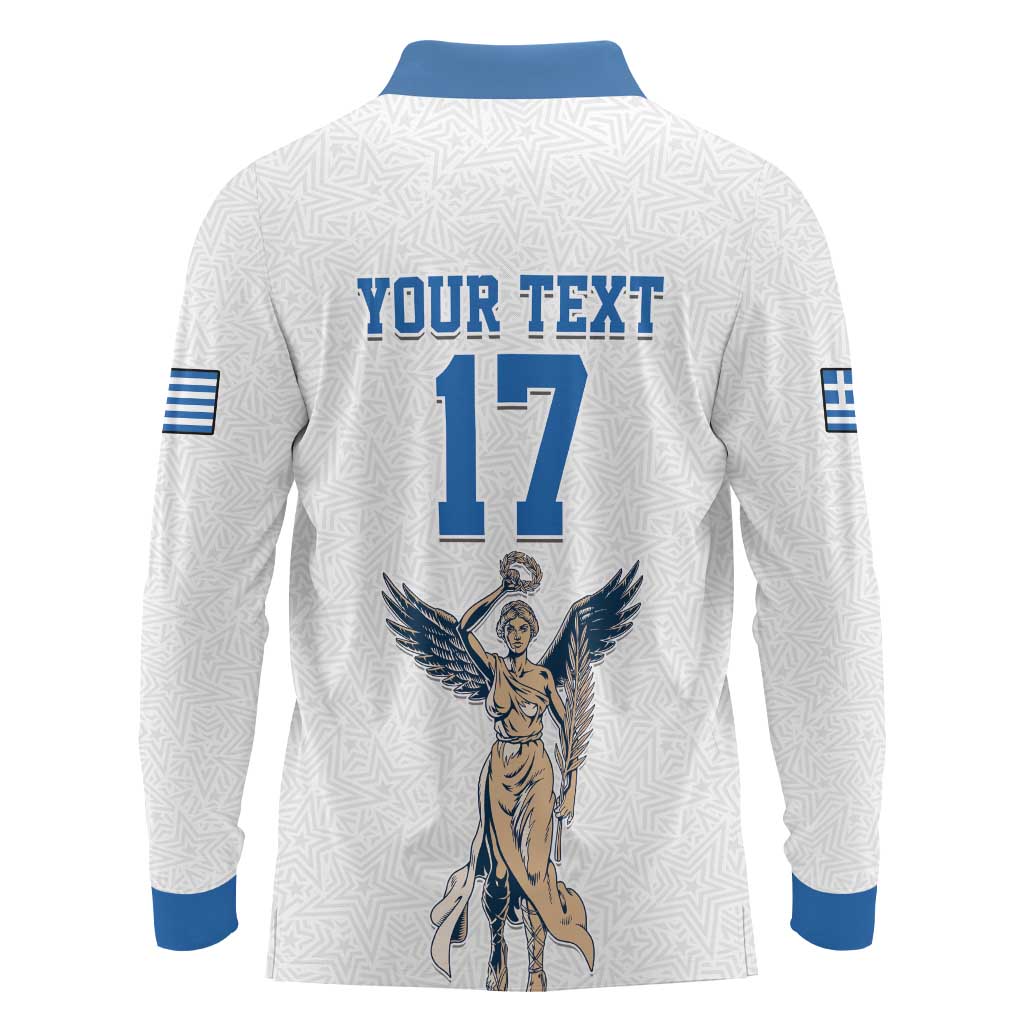 Custom Greece Football Champions Long Sleeve Polo Shirt Nike Goddess of Victory