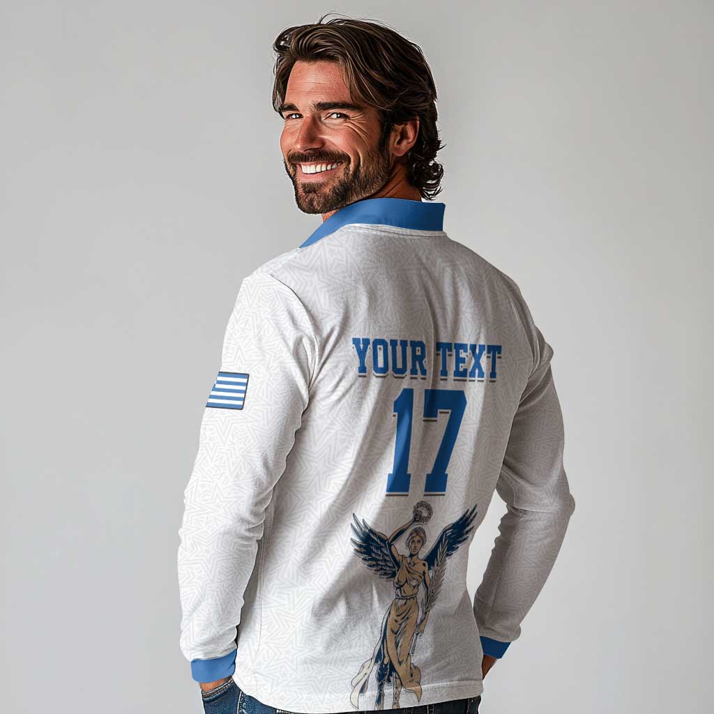 Custom Greece Football Champions Long Sleeve Polo Shirt Nike Goddess of Victory