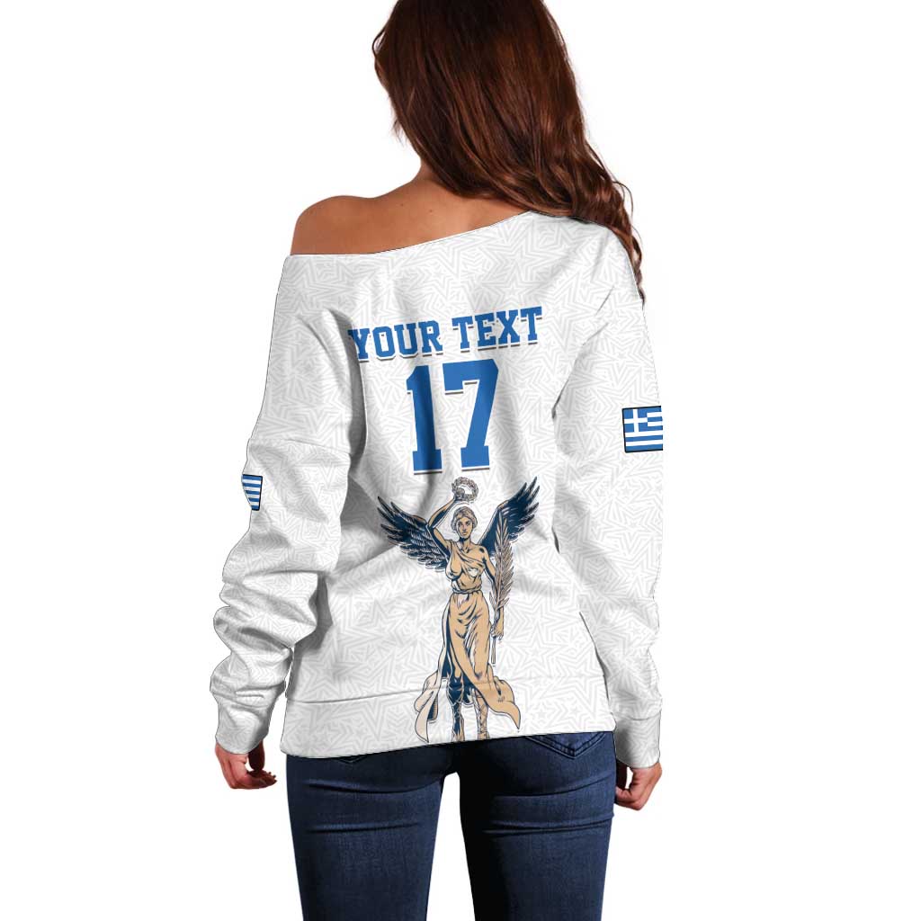 Custom Greece Football Champions Off Shoulder Sweater Nike Goddess of Victory