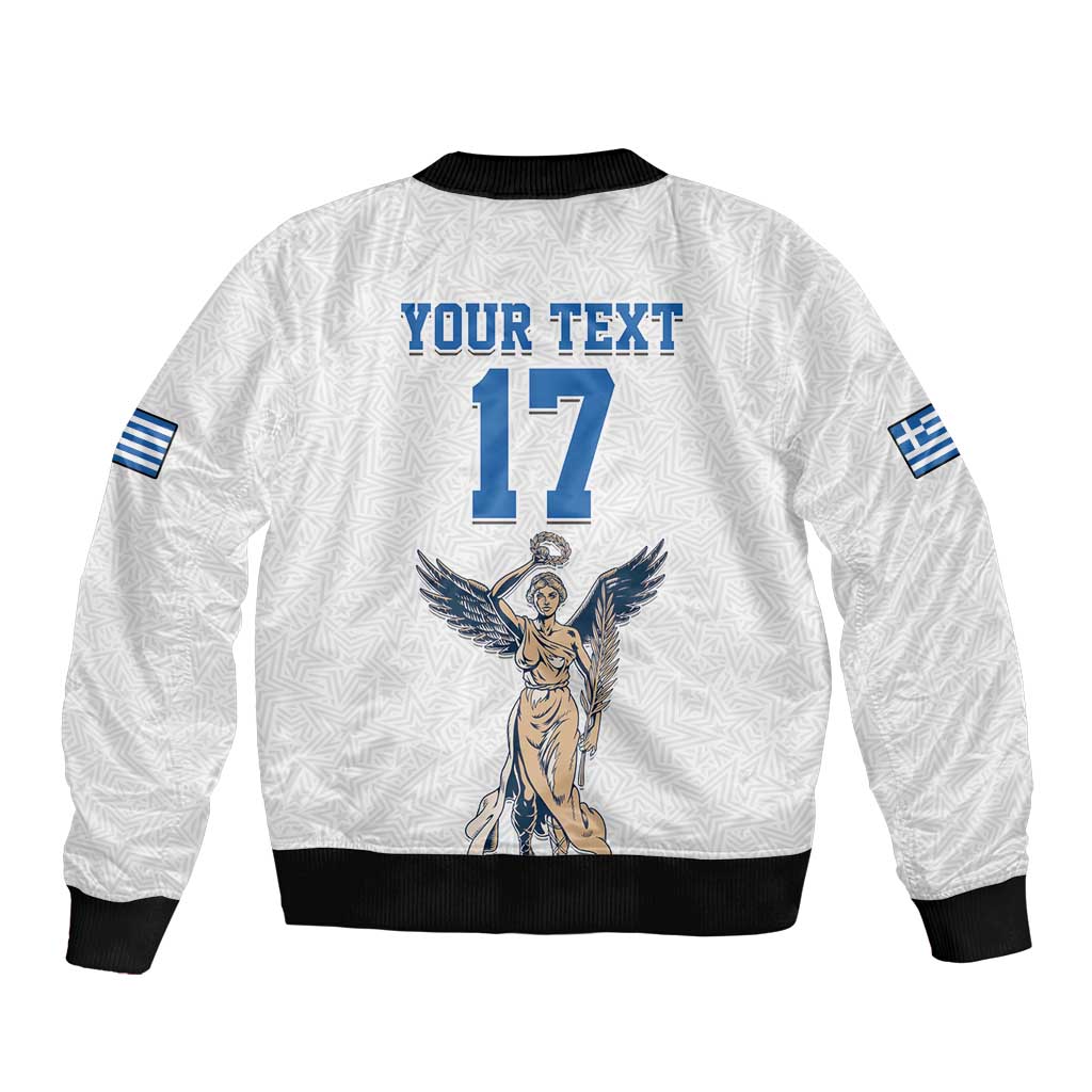 Custom Greece Football Champions Sleeve Zip Bomber Jacket Nike Goddess of Victory