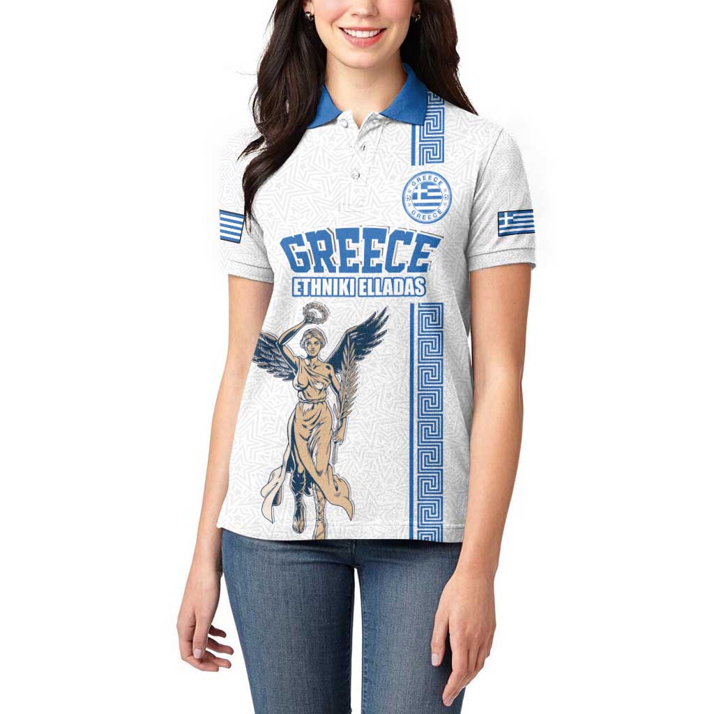 Custom Greece Football Champions Women Polo Shirt Nike Goddess of Victory