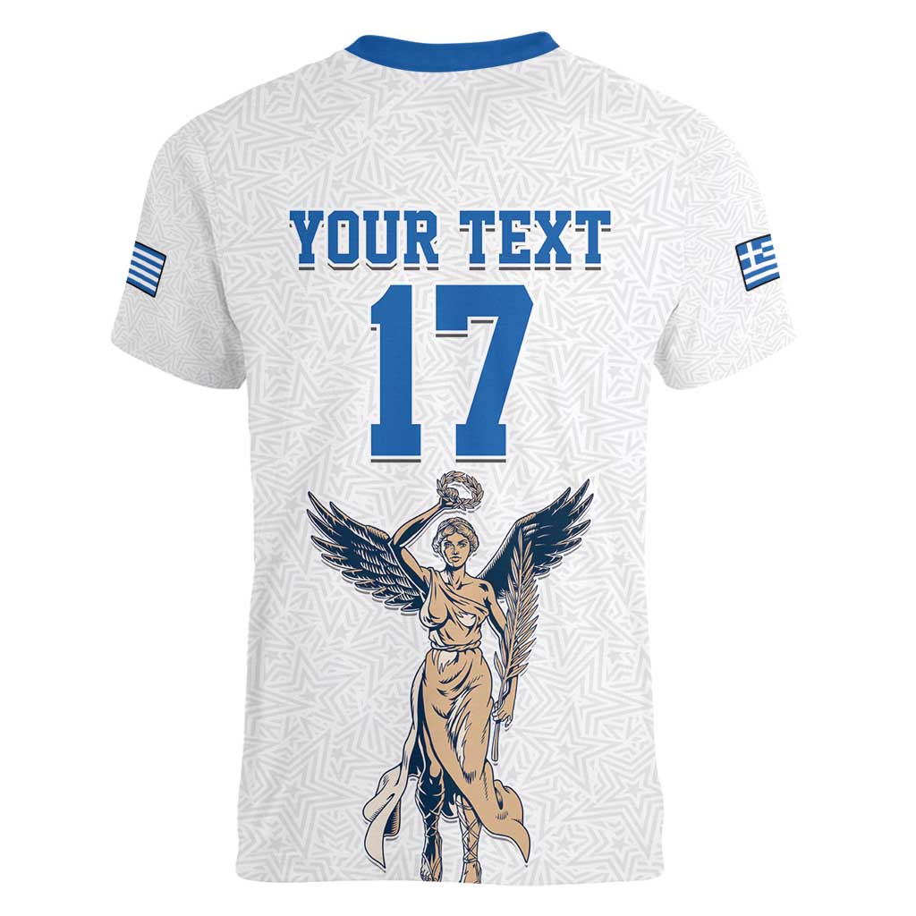 Custom Greece Football Champions Women V-Neck T-Shirt Nike Goddess of Victory