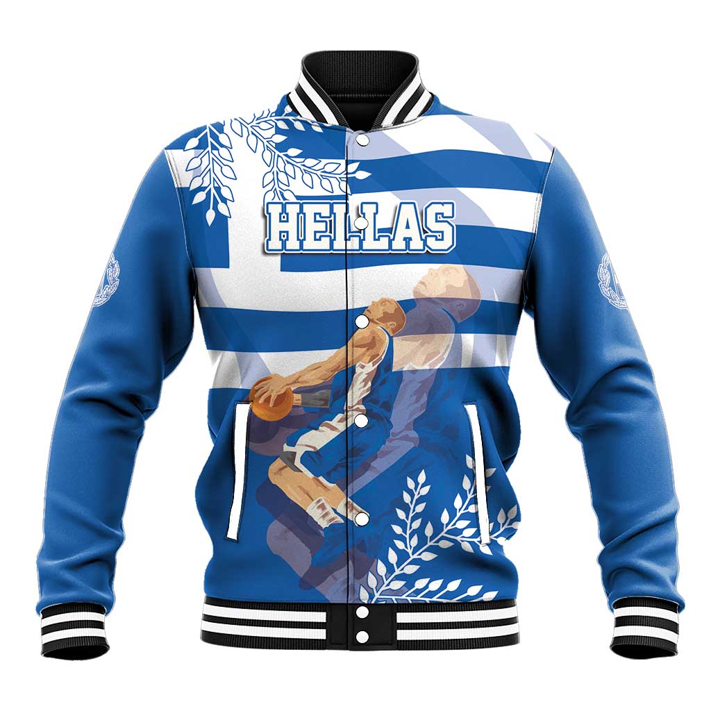 Custom Greece Basketball Baseball Jacket Sporty Style with Laurel