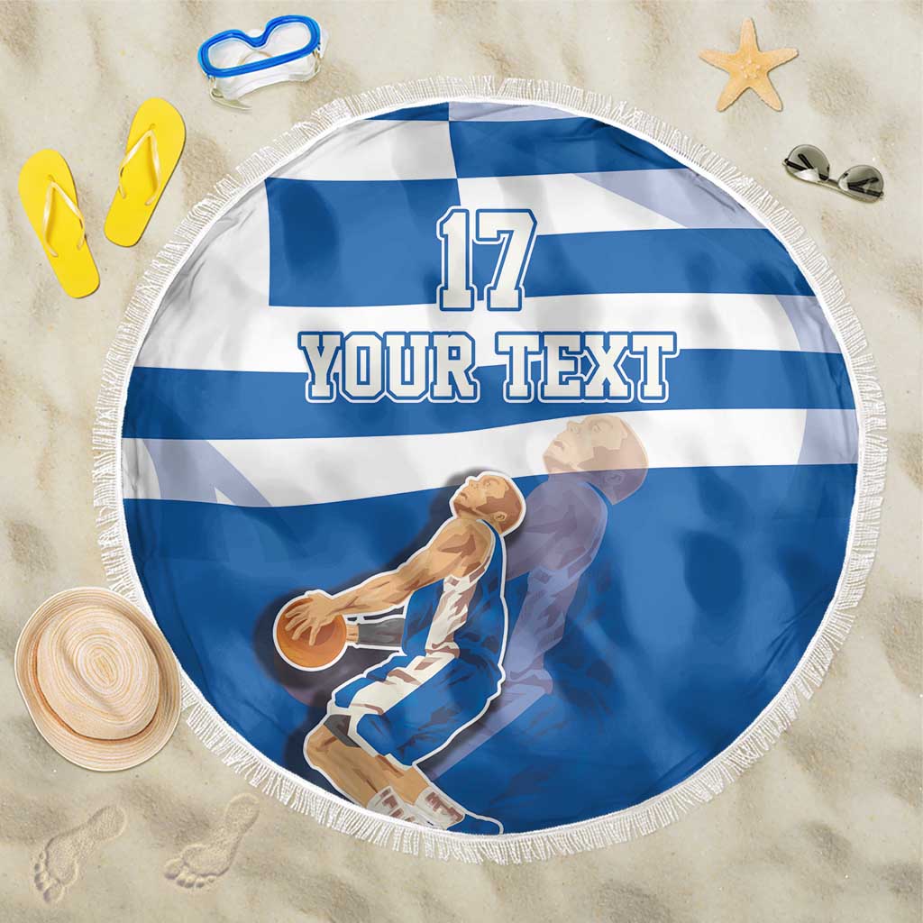 Custom Greece Basketball Beach Blanket Sporty Style with Laurel