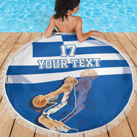 Custom Greece Basketball Beach Blanket Sporty Style with Laurel