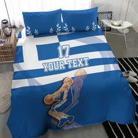 Custom Greece Basketball Bedding Set Sporty Style with Laurel