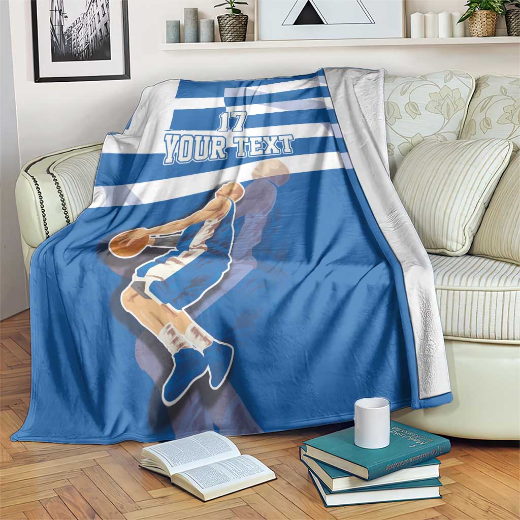 Custom Greece Basketball Blanket Sporty Style with Laurel
