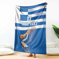 Custom Greece Basketball Blanket Sporty Style with Laurel