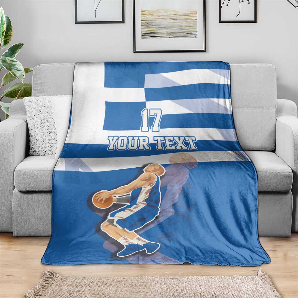 Custom Greece Basketball Blanket Sporty Style with Laurel