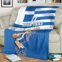 Custom Greece Basketball Blanket Sporty Style with Laurel
