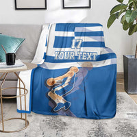 Custom Greece Basketball Blanket Sporty Style with Laurel
