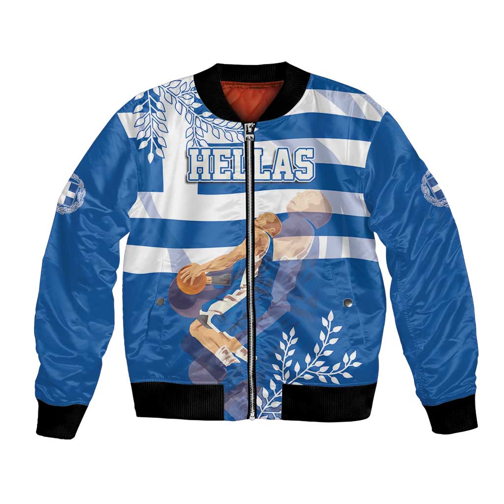 Custom Greece Basketball Bomber Jacket Sporty Style with Laurel