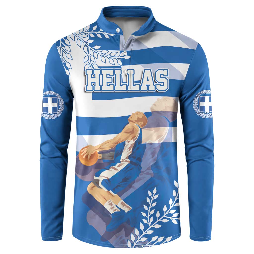Custom Greece Basketball Button Sweatshirt Sporty Style with Laurel