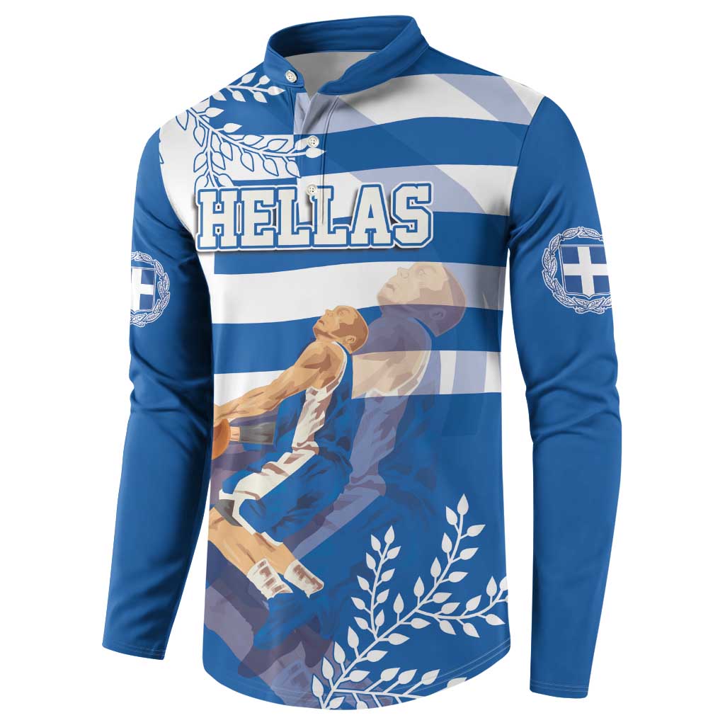 Custom Greece Basketball Button Sweatshirt Sporty Style with Laurel