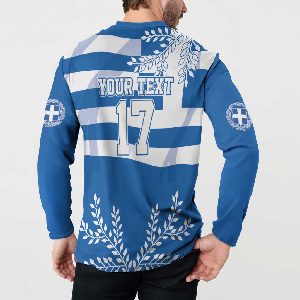 Custom Greece Basketball Button Sweatshirt Sporty Style with Laurel