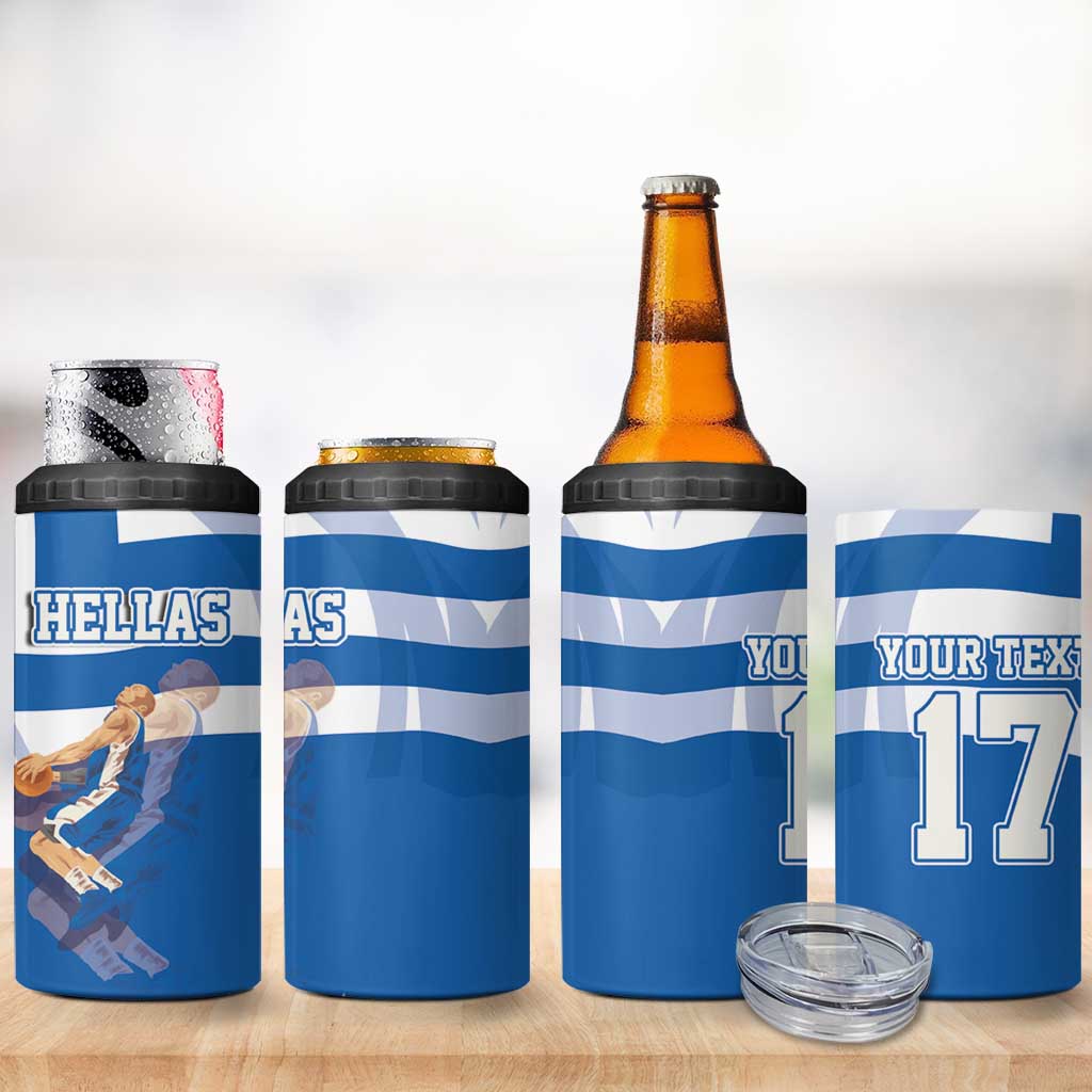 Custom Greece Basketball 4 in 1 Can Cooler Tumbler Sporty Style with Laurel