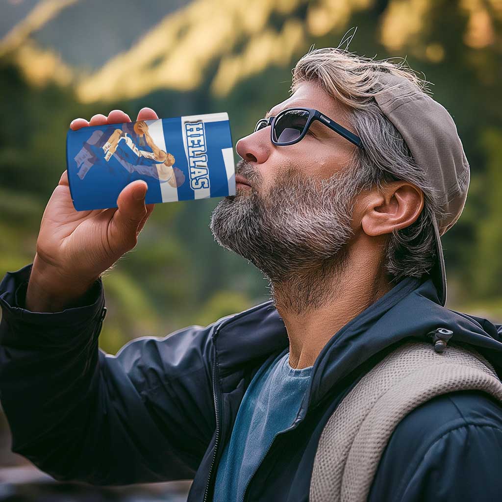 Custom Greece Basketball 4 in 1 Can Cooler Tumbler Sporty Style with Laurel