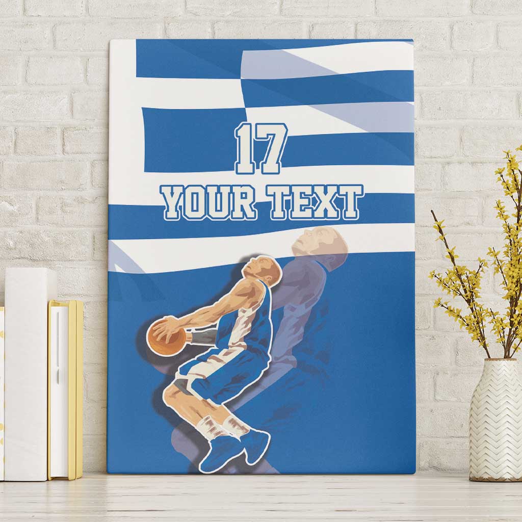 Custom Greece Basketball Canvas Wall Art Sporty Style with Laurel