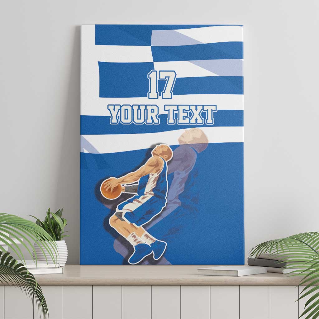 Custom Greece Basketball Canvas Wall Art Sporty Style with Laurel