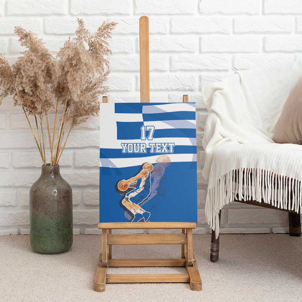Custom Greece Basketball Canvas Wall Art Sporty Style with Laurel