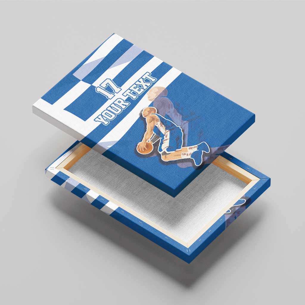 Custom Greece Basketball Canvas Wall Art Sporty Style with Laurel