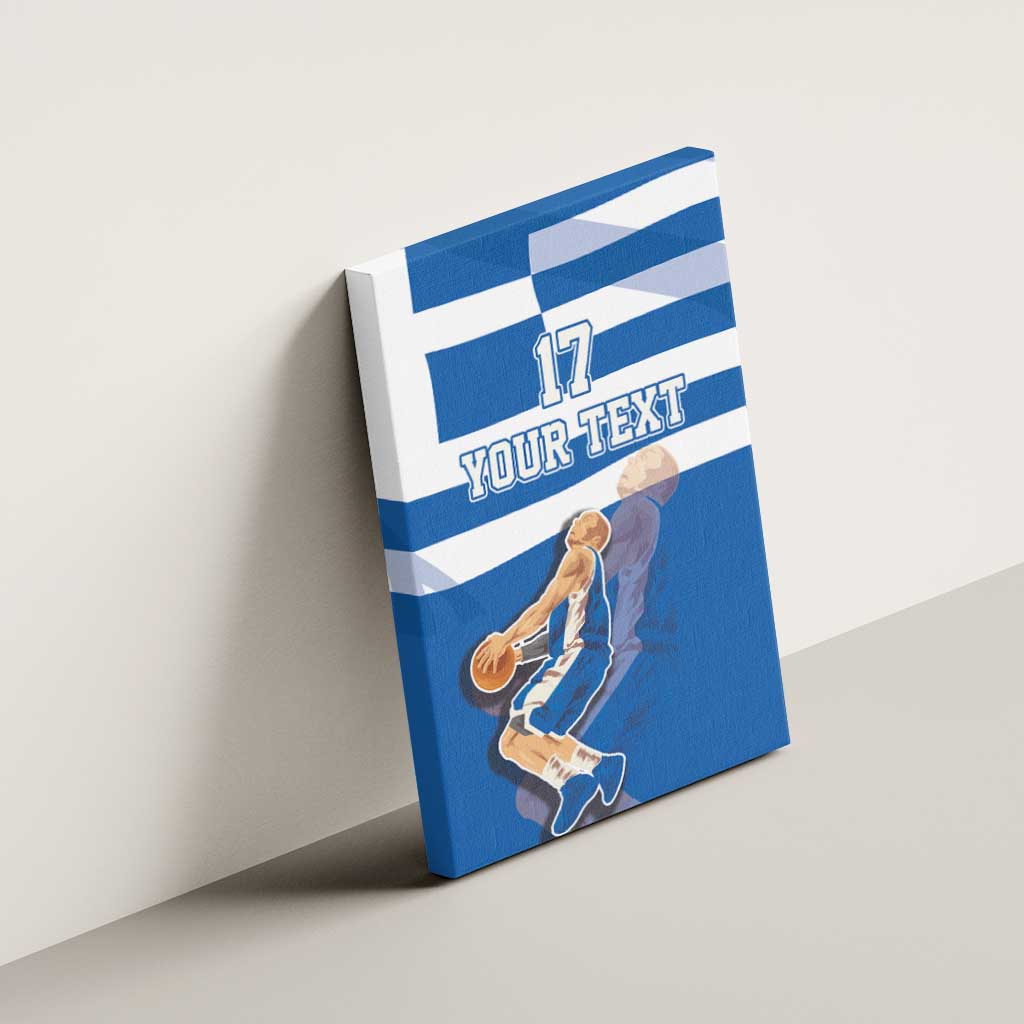 Custom Greece Basketball Canvas Wall Art Sporty Style with Laurel