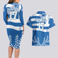 Custom Greece Basketball Couples Matching Long Sleeve Bodycon Dress and Hawaiian Shirt Sporty Style with Laurel